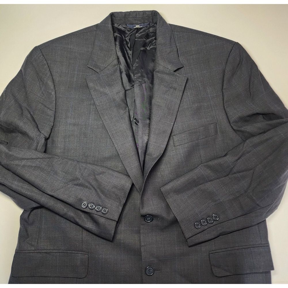 Brooks Brothers 346 Stretch Mens Size 44R Black/Blue Plaid Wool/Lycra Blazer